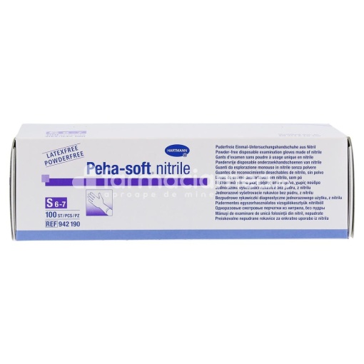 Peha soft manusi nitril nepudrate S albastre, 100buc, Hartmann