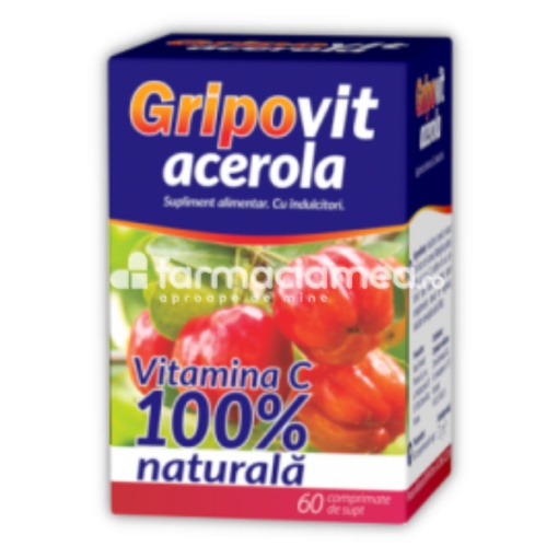 Gripovit acerola, 60 comprimate de supt, Zdrovit