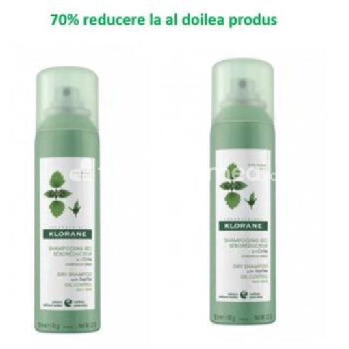 KLORANE Pachet Sampon uscat urzica, 150 ml + 150 ml