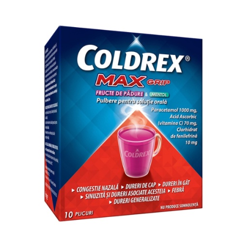 Coldrex Maxgrip Fructe de Padure&Mentol x 10plic Perrigo