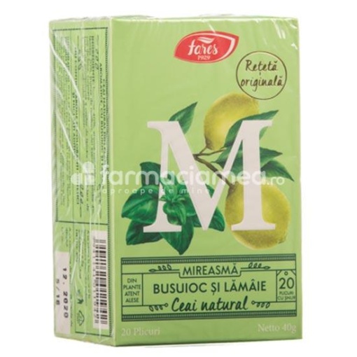 Fares Ceai Mireasma Busuioc si Lamaie x 20plic cu snur