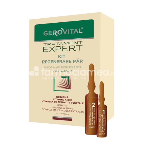 Gerovital Tratament Expert Kit regenerare par, 10 fiole x 10 ml, 10 fiole x 5 ml