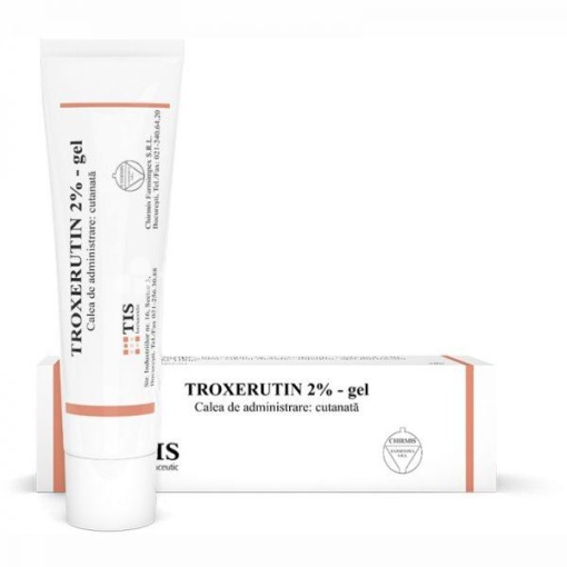 Troxerutin 2% gel, contine troxerutin, recomandat pentru sindromul de picioare grele, confera confort si relaxare, mentine elasticitatea, hidratarea si tonicitatea pielii, 50g, Tis Farmaceutic