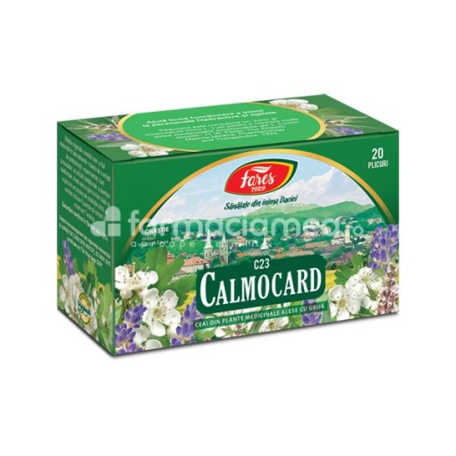 Ceai Calmocard C23, indicat in buna functionarea a inimii la persoanele hiperactive si agitate, 20 plicuri, Fares