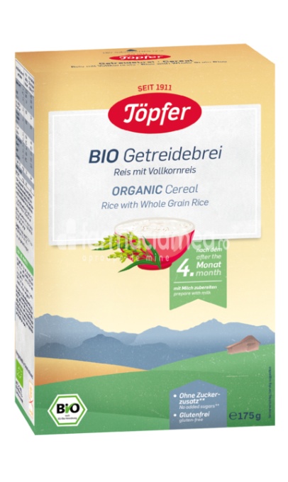 Cereale Bio orez integral, de la 4 luni, 175 g, Topfer