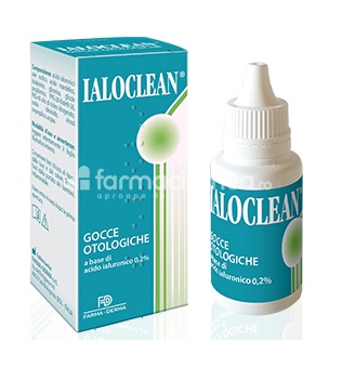 Ialoclean picaturi auriculare, recomandat in tratamentul eczemei, dermatitei urechii, are actiune hidratanta, exfolianta si antiinflamatoare, de la 3 ani, 30 ml, Farma-Derma