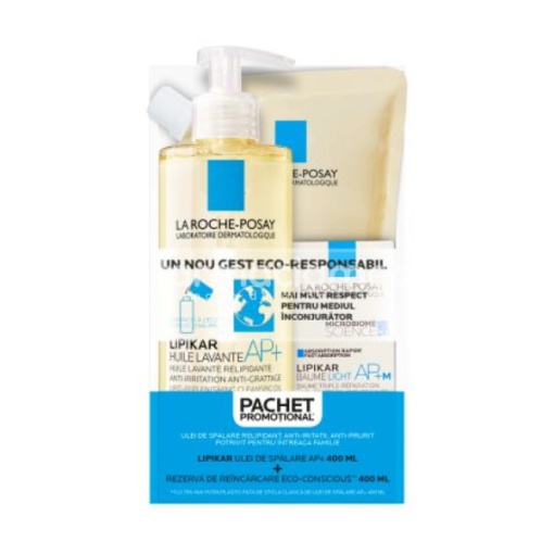 La Roche Posay Pachet Lipikar Ulei Spalare AP+ (1 + 70% reducere la al doilea produs), 400 ml + 400 ml