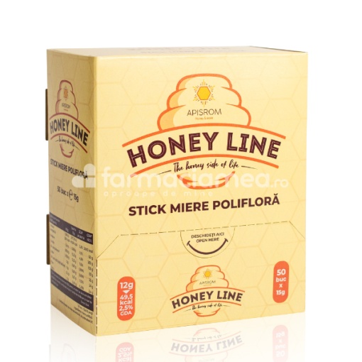 Miere albine poliflora stick 12g, 50 stick-uri, Apisrom