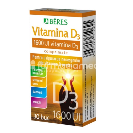 Vitamina D3 1600UI, 30 comprimate, Beres