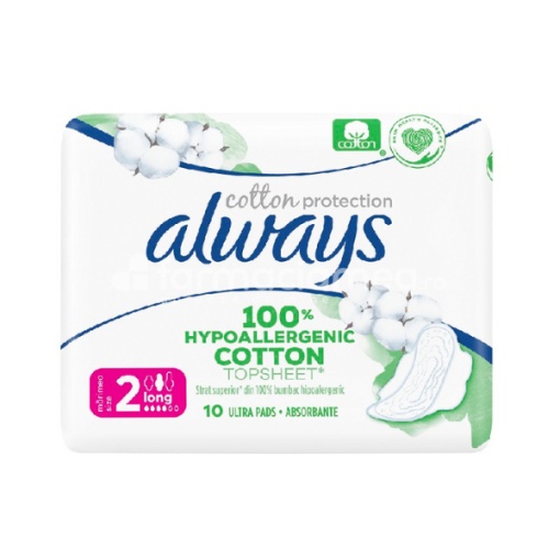 Absorbante Naturals Single Cotton Protection - marimea 2, 10 bucati, Always