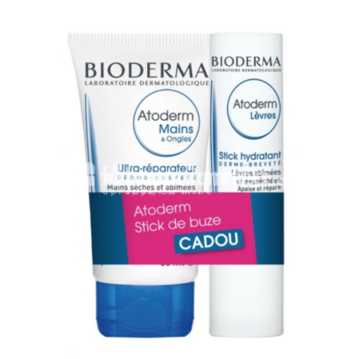 Bioderma Atoderm Crema maini si unghii 50 ml + Atoderm Stick buze 4g Cadou