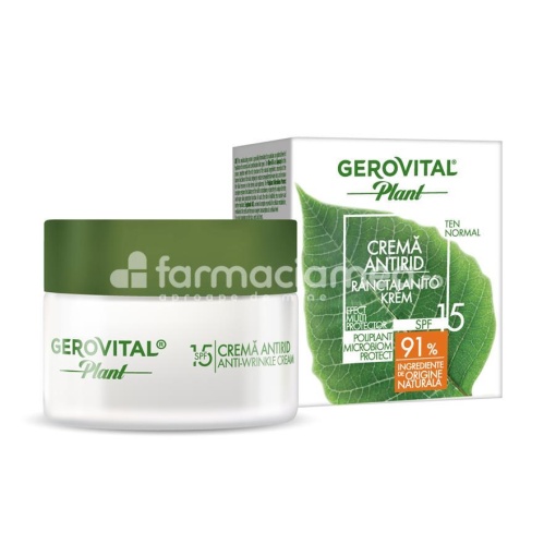 Gerovital Plant Crema antirid Poliplant Microbiom Protect SPF 15, 50 ml