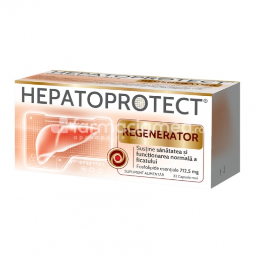 Hepatoprotect Regenerator, contine fosfolipide esentiale, recomandat pentru intretinerea si regenerarea ficatului, 32 de capsule moi, Biofarm
