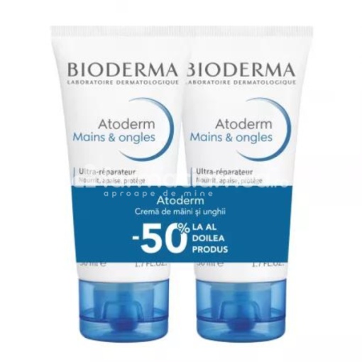 Bioderma Atoderm Pachet Crema de maini si unghii, 50 ml + 50 ml