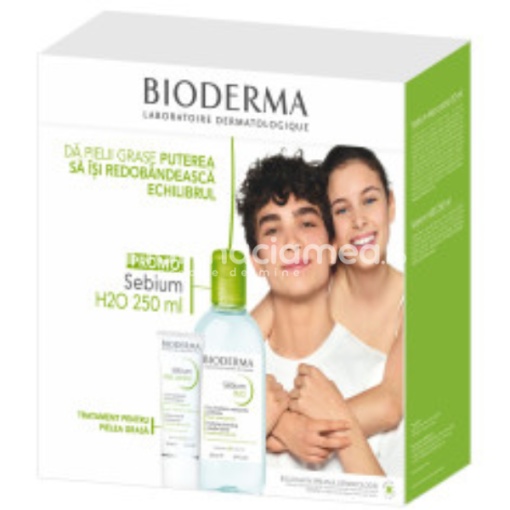 Bioderma Sebium Pachet Mat Control Fluid 30ml + Sebium H2O Apa micelara, 250 ml