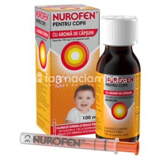Nurofen Copii Capsuni +3l 100mg/5ml susp orala 100ml Reckitt