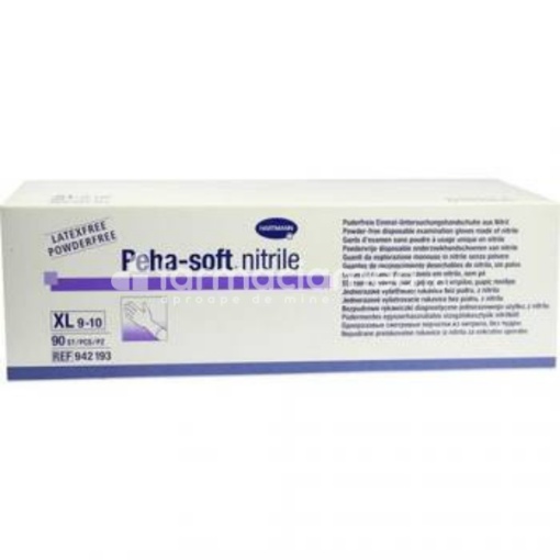 Peha soft manusi nitril nepudrate XL albastre, 90buc, Hartmann
