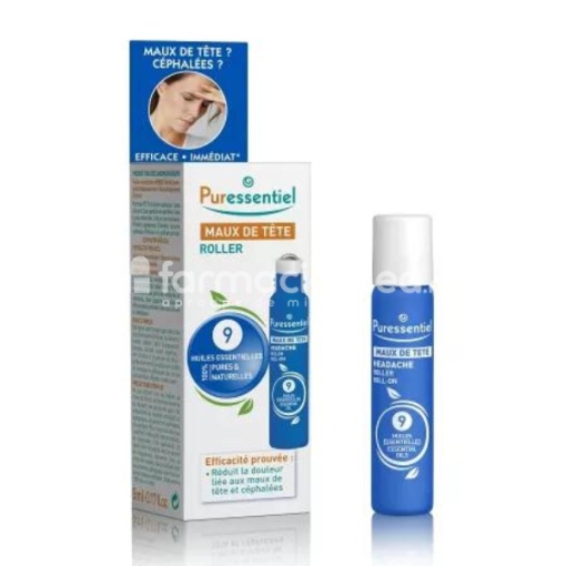 Roll-on pentru Dureri de Cap cu 9 Uleiuri Esentiale, 5ml Puressentiel