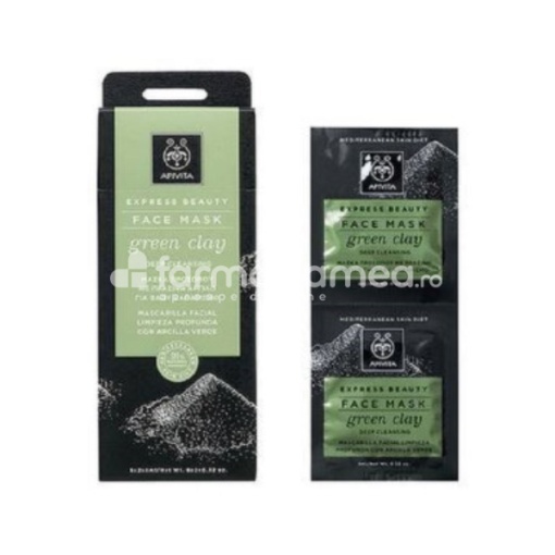 Apivita Express Masca cu Argila Verde Curatare Ten Gras 8ml x 2buc