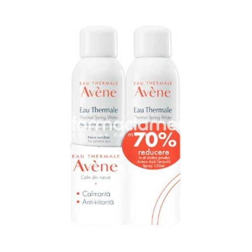 Avene Apa Termala Spray Pachet 1+1 (70% reducere la al doilea produs), 50 ml