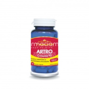 Artro + Curcumin95, recomandat in tratarea osteoporozei si altor afectiuni ale articulatiilor, regenereaza, imbunatateste si sustine sanatatea articulatiilor, 30 capsule, Herbagetica