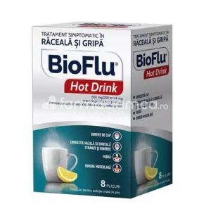 Bioflu Hot Drink 500mg/200mg/4mg gran sol orala x 8plic