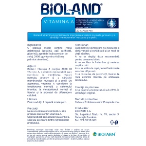 Bioland Vitamina A+D2 x 30cps moi Biofarm - Img 2