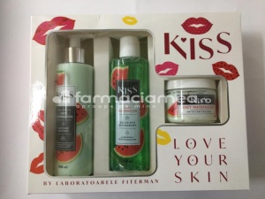 KISS pachet Juicy Watermelon gel de dus, 250 ml, lotiune de corp, 250 ml si unt de corp, 150 ml, Fiterman Pharma