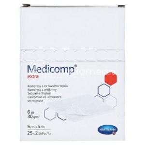Medicomp comprese extra sterile 5cmx5cm, 25buc, Hartmann