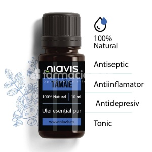 Niavis Ulei esential de tamaie, efect antiseptic, antiinflamator, antidepresiv si tonic, 10 ml