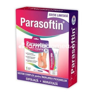 Parasoftin Pachet sosete exfoliante si crema pentru calcaie, 50ml, Zdrovit