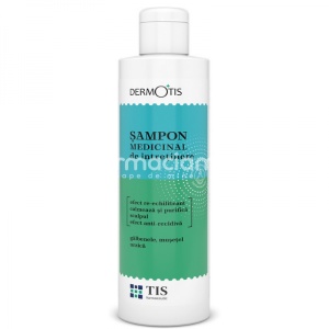 Sampon medicinal de intretinere DermoTis, contine galbenele, mustetel si urzica, prezinta efect re-echilibrant, calmeaza si purifica scalpul, efect anti-recidiva, 100ml, Tis Farmaceutic