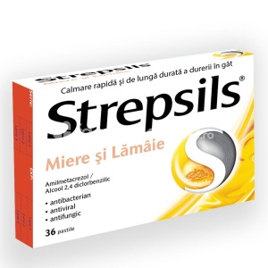 Strepsils Miere si Lamaie x 36pastile Reckitt