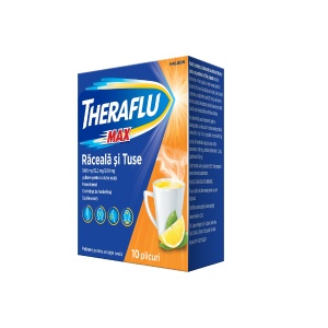 Theraflu Max Raceala si Tuse 1000mg/12,2mg/200mg x 10plic Haleon