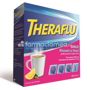Theraflu Sinus Raceala si Gripa 650mg/10mg x 10plic GSK