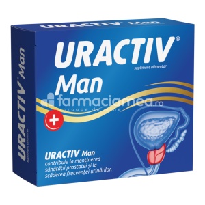 Uractiv Man, extract din scoarta de pin maritim, seleniu si licopen, prostata, mentine sanatatea prostatei, a aparatului reproducator masculin si imbunatateste calitatea vietii sexuale, 30 de capsule, Fiterman Pharma