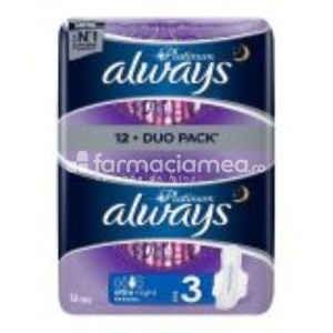 Absorbante Platinum night, 12 bucati, Always