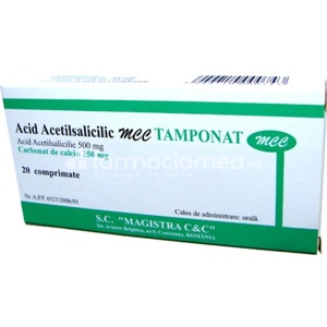 Acid acetilsalicilic tamponat MCC 500mg, cu efect analgezic, antipiretic si antiinflamator, 20 comprimate, Magistra