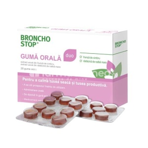 Bronchostop Duo Guma Orala x 20buc Kwizda