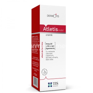 Crema Atletis DermoTis, cu extracte naturale: Capsicum, Spiraea ulmaria, Salix alba, dedicata utilizarii uzuale in cazul pregatirii inainte de sport sau dupa o activitate sportiva, 50ml, Tis Farmaceutic