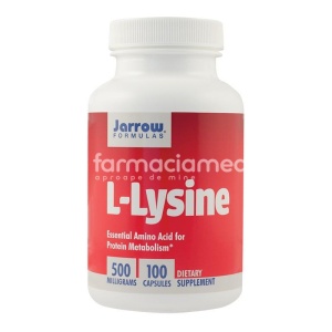 L-Lysine, cu rol in sustinerea cresterii, dezvoltarii, regenerarii si refacerii tesuturilor, 100 capsule, Secom