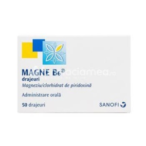 Magne B6, indicat in deficit de magneziu, 50 drajeuri, Sanofi