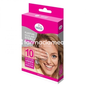 Plasturi oculari sterili pentru adulti, 10 bucati, Minut
