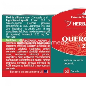 Quercetin si Zinc, 60 capsule, Herbagetica - Img 2