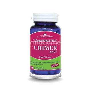 Urimer Akut, infectii urinare, efect analgezic, antioxidant, amelioreaza disconfortul urinar, 30 de capsule, Herbagetica