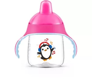 Avent Cana cu tetina de formare, transparenta, roz 12+, 260ml