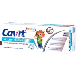 Cavit Junior Multivitamine Ciocolata fara Zahar x 20cpr mast Biofarm