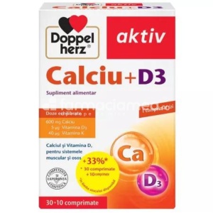 Doppelherz Aktiv Calciu + Vit D3 x 30 cpr + 10 cpr