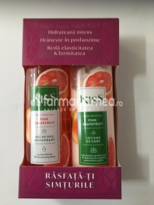 KISS pachet Pink Grapefruit gel de dus, 250 ml si lotiune de corp, 250 ml, Fiterman Pharma