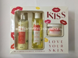 KISS pachet Vanilla Milk gel de dus, 250 ml, lotiune de corp, 250 ml si unt de corp, 150 ml, Fiterman Pharma